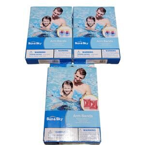 Swim‎ Arm Bands Lot of 3 Red Rainbow Inflatable Swimming Training Ages 4+ 66 lbs